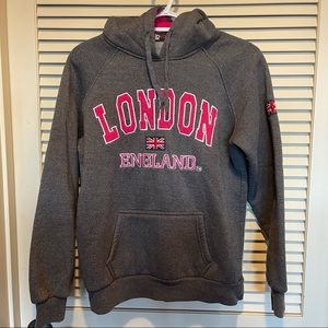 London England Hoodie Gray+Pink